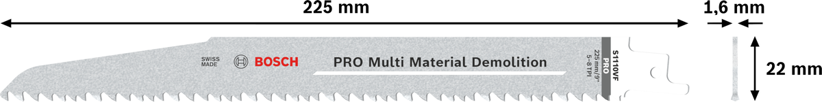 PRO Multi Material Demolition S1110VF 軍刀鋸片